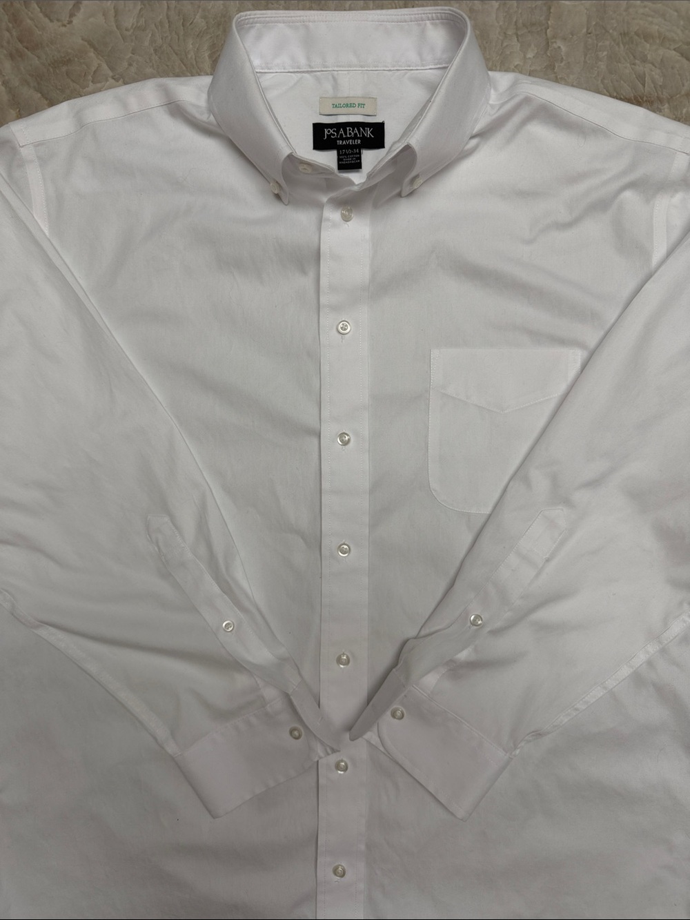 Jos. A. Bank White Button-Down Pocket Dress Shirt